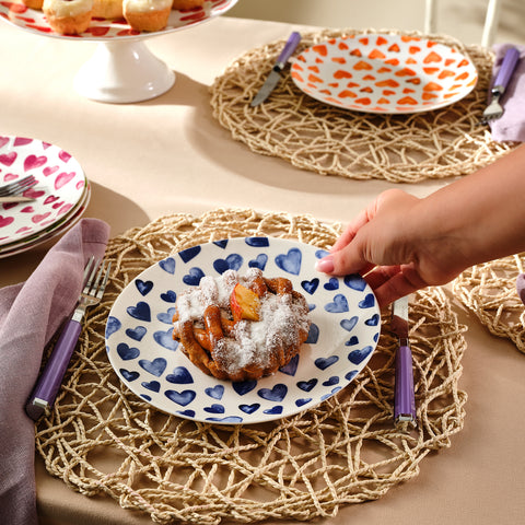 Karaca Lovely 7-Piece Bone China Serveware Set for 6 People, Red