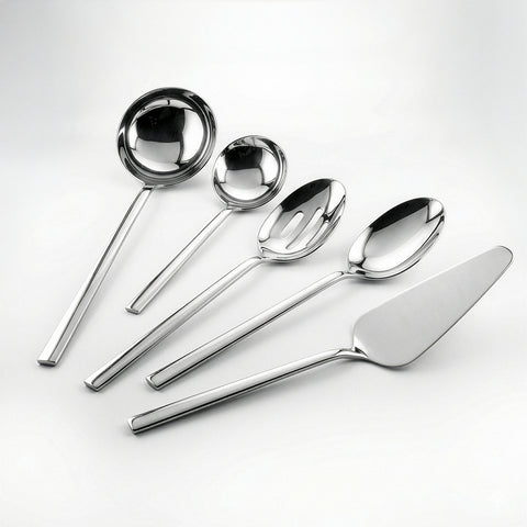 Karaca Halley 91-Piece Stainless Steel Cutlery Set with Serving Set for 12 People, Silver