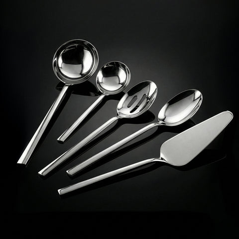 Karaca Halley 91-Piece Stainless Steel Cutlery Set with Serving Set for 12 People, Silver
