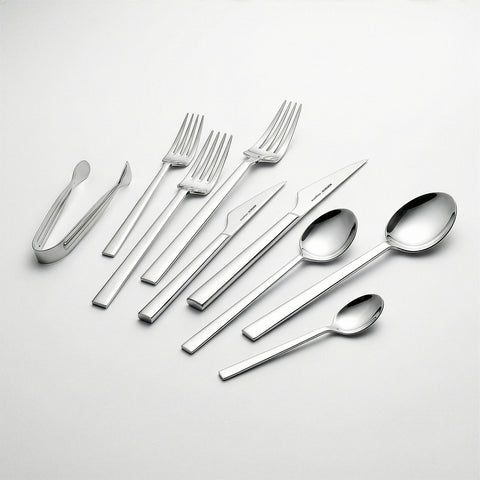 Karaca Halley 91-Piece Stainless Steel Cutlery Set with Serving Set for 12 People, Silver