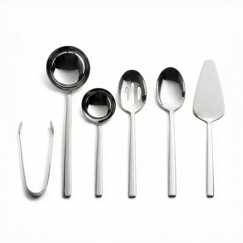 Karaca Halley 91-Piece Stainless Steel Cutlery Set with Serving Set for 12 People, Silver