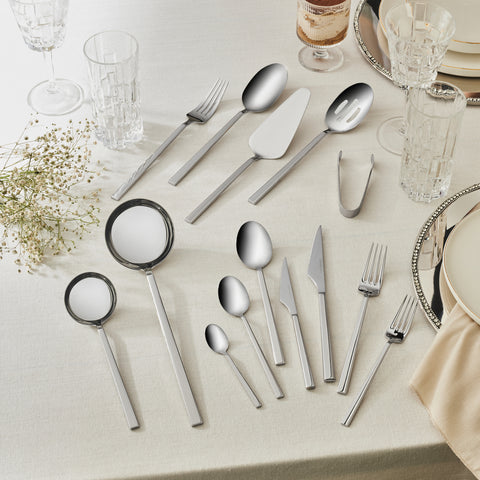 Karaca Halley 91-Piece Stainless Steel Cutlery Set with Serving Set for 12 People, Silver