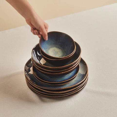 Karaca Leia 24-Piece Reactive Glaze Dinner Set for 6 People, Multi