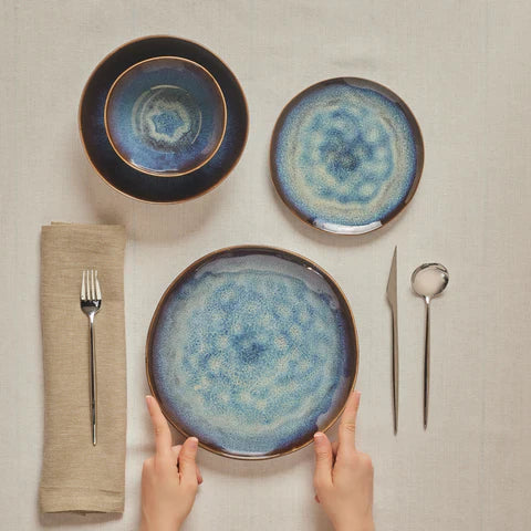 Karaca Leia 24-Piece Reactive Glaze Dinner Set for 6 People, Multi