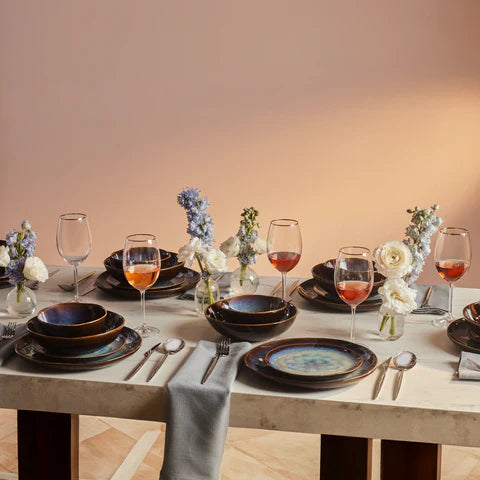 Karaca Leia 24-Piece Reactive Glaze Dinner Set for 6 People, Multi