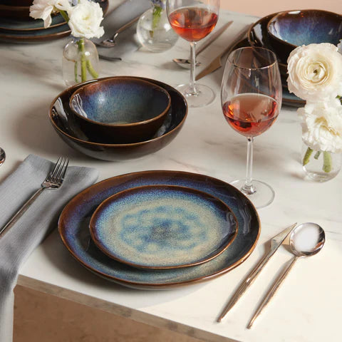 Karaca Leia 24-Piece Reactive Glaze Dinner Set for 6 People, Multi