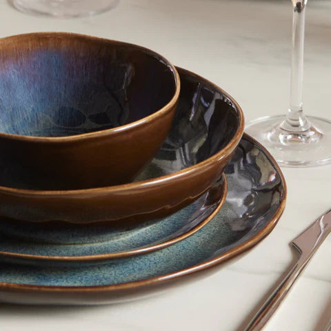 Karaca Leia 24-Piece Reactive Glaze Dinner Set for 6 People, Multi