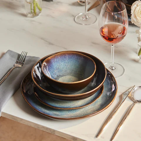 Karaca Leia 24-Piece Reactive Glaze Dinner Set for 6 People, Multi