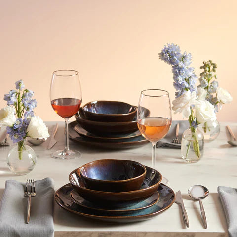 Karaca Leia 24-Piece Reactive Glaze Dinner Set for 6 People, Multi