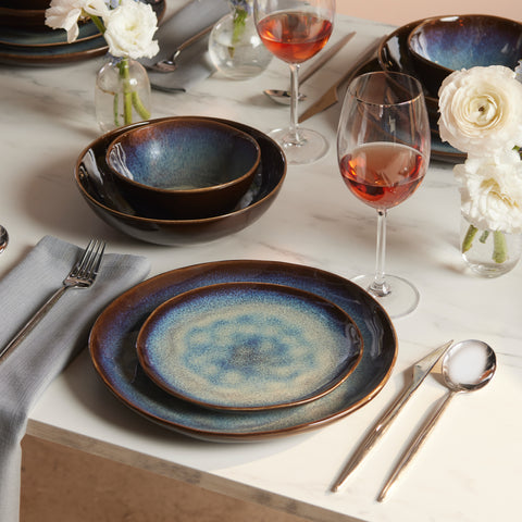 Karaca Leia 24-Piece Reactive Glaze Dinner Set for 6 People, Multi