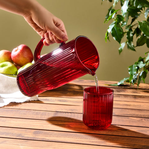 Karaca Zenith Glass Carafe, 350ml, 1L, Red