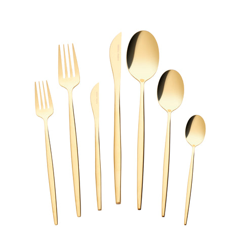 Karaca Camille 84-Piece Stainless Steel Cutlery Set for 12 People, Gold