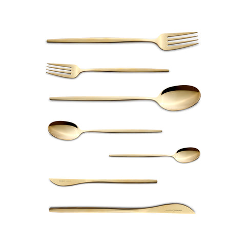 Karaca Camille 84-Piece Stainless Steel Cutlery Set for 12 People, Gold