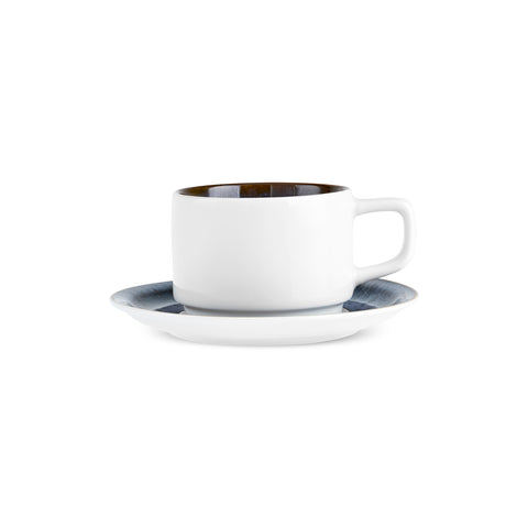 Karaca Sotra 12-Piece Reactive Glaze Tea Cup and Saucer Set for 6 People, 225ml, Multi