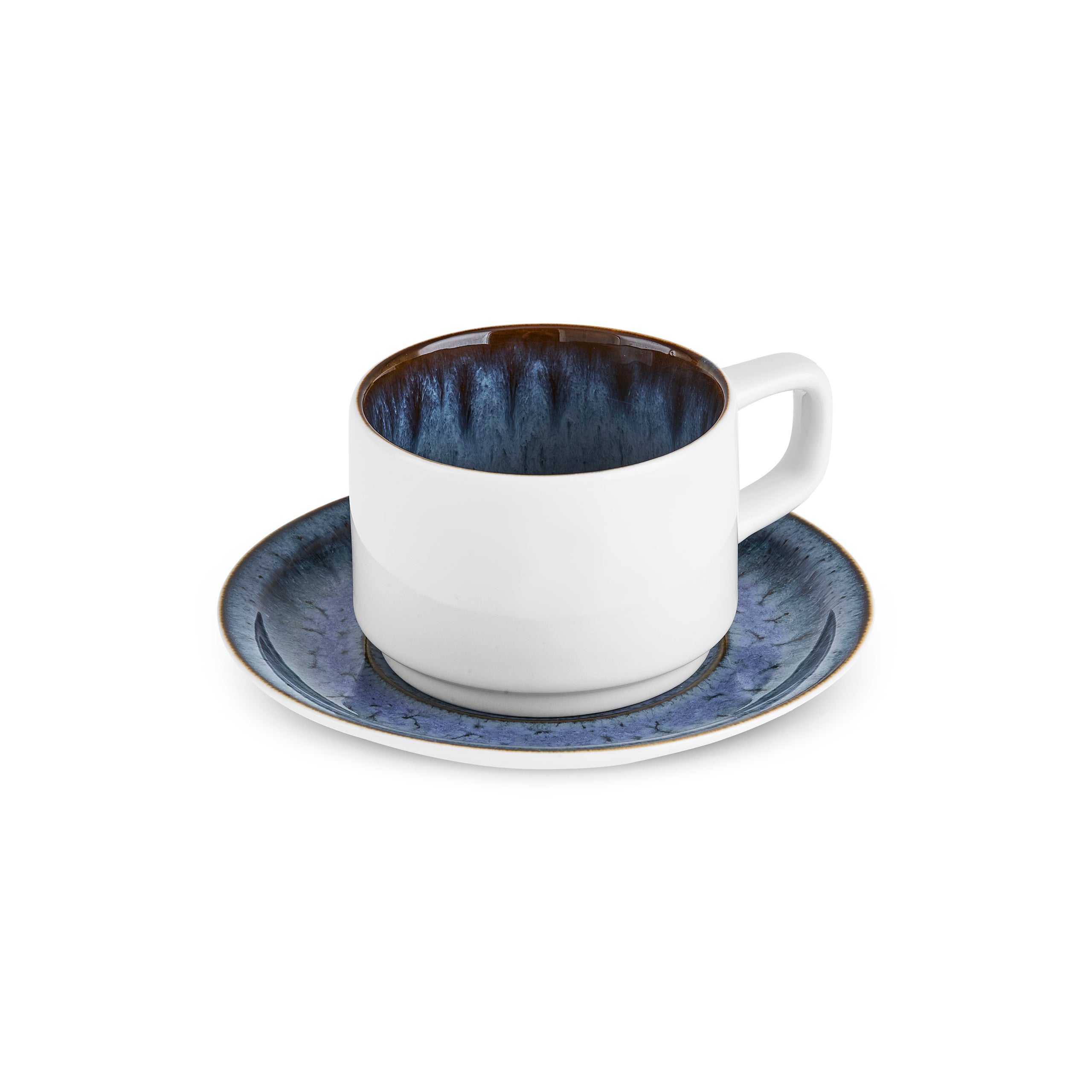 Karaca Sotra 12-Piece Reactive Glaze Tea Cup and Saucer Set for 6 Peop