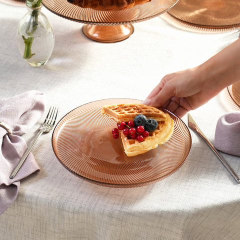 Karaca Juliet 7-Piece Glass Serveware Set for 6 People, Mocha Mousse