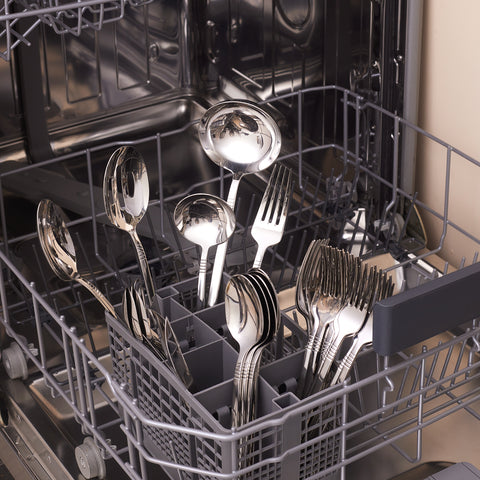 Karaca Nil 91-Piece Stainless Steel Cutlery Set for 12 People, with Serving Set, Silver