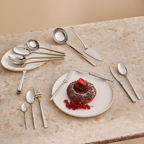 Karaca Nil 91-Piece Stainless Steel Cutlery Set for 12 People, with Serving Set, Silver