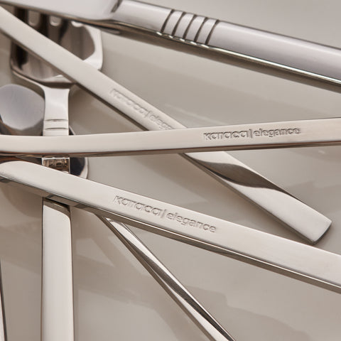 Karaca Nil 91-Piece Stainless Steel Cutlery Set for 12 People, with Serving Set, Silver