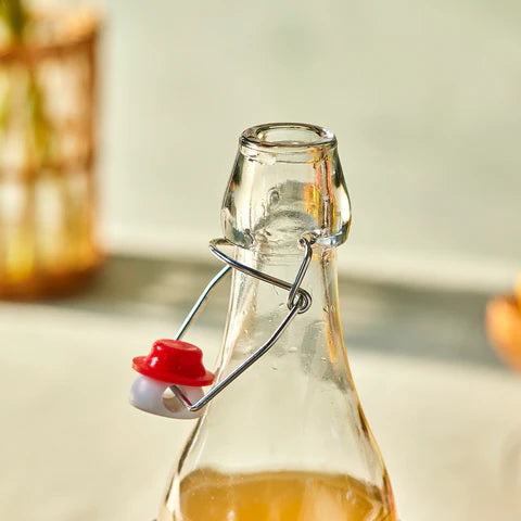 Karaca Waven Glass Bottle, 783ml, Cream