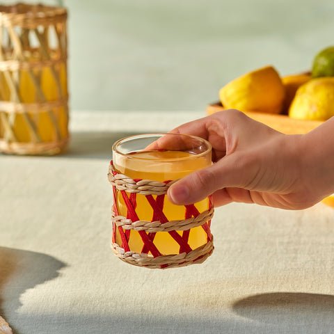 Karaca Waven Tumbler Glass, 285ml, Red