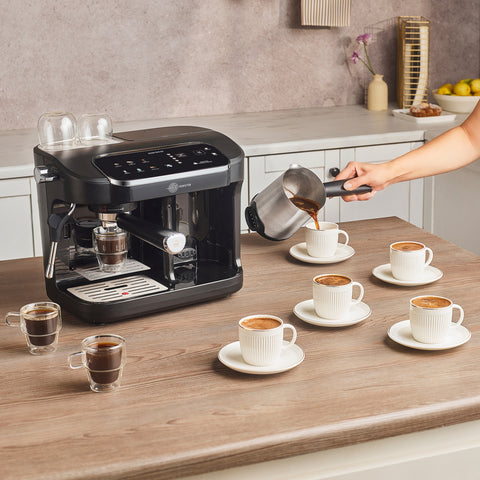 Karaca Hatır Perfetto Espresso and Turkish Coffee Machine, 1900W, 1,8L, Inox