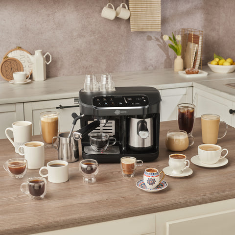 Karaca Hatır Perfetto Espresso and Turkish Coffee Machine, 1900W, 1,8L, Inox