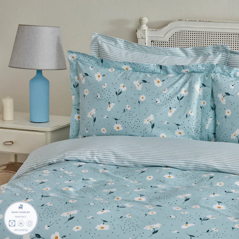 Karaca Daisy 100% Cotton Double Duvet Set, Mint