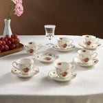 Karaca Antique 12-Piece Bone China Espresso Turkish Coffee Cup Set for 6 People, 80ml, Multi