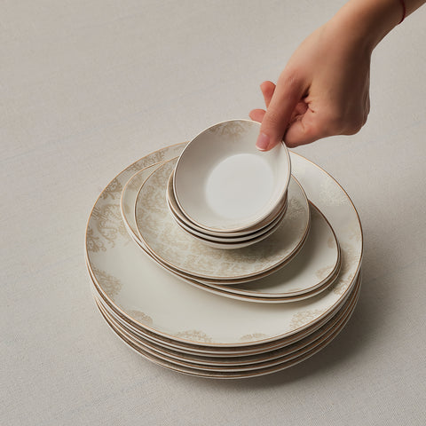 Karaca Bone China Siena 26-Piece Serveware Set for 6 People, White