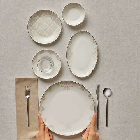 Karaca Bone China Siena 26-Piece Serveware Set for 6 People, White