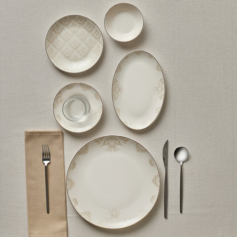 Karaca Bone China Siena 26-Piece Serveware Set for 6 People, White