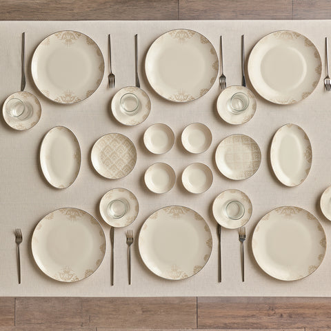 Karaca Bone China Siena 26-Piece Serveware Set for 6 People, White