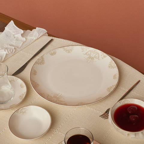 Karaca Bone China Siena 26-Piece Serveware Set for 6 People, White