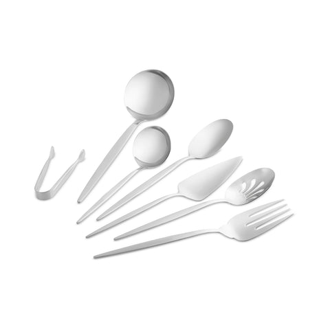 Karaca Lizbon 7-Piece Stainless Steel Boxed Serving Set, Silver