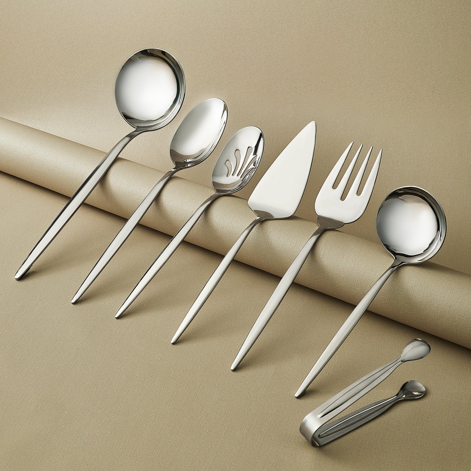 Karaca Lizbon 7-Piece Stainless Steel Boxed Serving Set, Silver