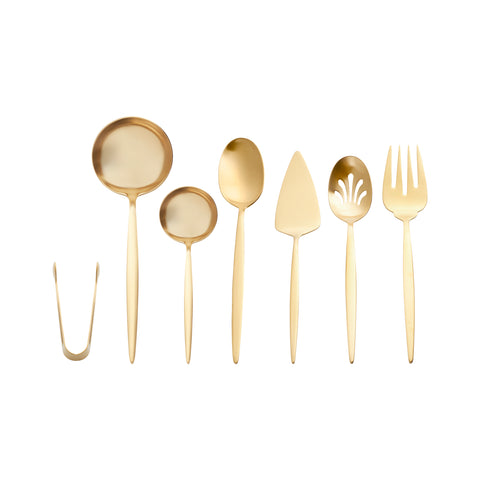 Karaca Lizbon 7-Piece Stainless Steel Boxed Serving Set, Gold