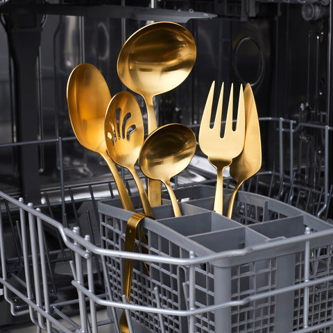 Karaca Lizbon 7-Piece Stainless Steel Boxed Serving Set, Gold