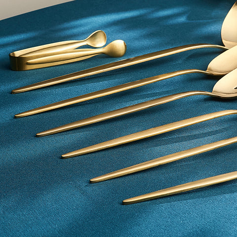Karaca Lizbon 7-Piece Stainless Steel Boxed Serving Set, Gold
