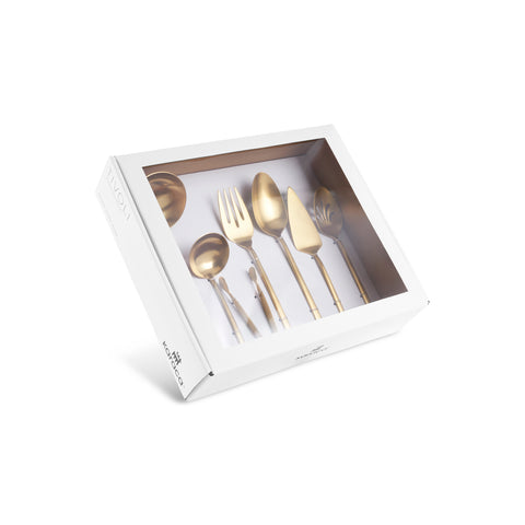 Karaca Tivoli 7-Piece Stainless Steel Boxed Serving Set, Gold