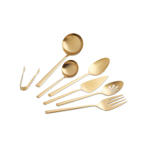 Karaca Tivoli 7-Piece Stainless Steel Boxed Serving Set, Gold