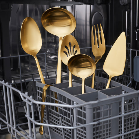 Karaca Tivoli 7-Piece Stainless Steel Boxed Serving Set, Gold