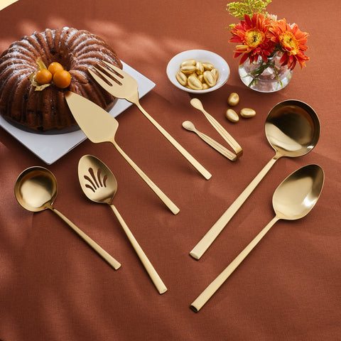 Karaca Tivoli 7-Piece Stainless Steel Boxed Serving Set, Gold