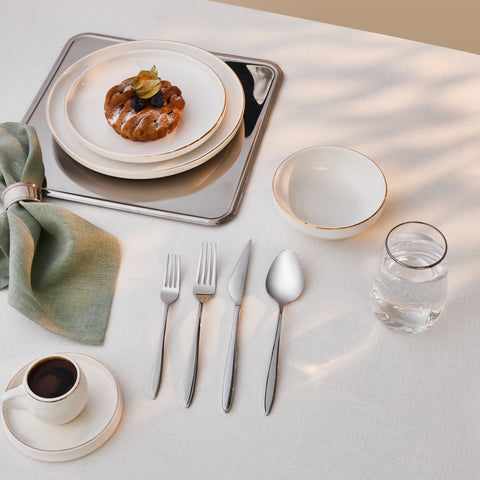 Karaca Nuova Stainless Steel 24-Piece Cutlery Set for 6 People, Silver