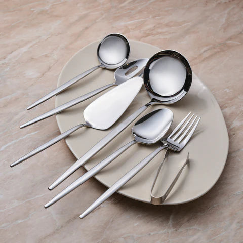 Karaca Moongate 7-Piece Stainless Steel Serving Set, Silver