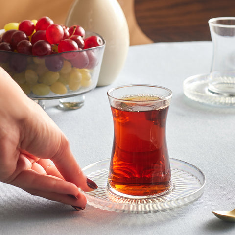 Karaca Lily 12-Piece Turkish Tea Set for 6 People, 170ml, Luster