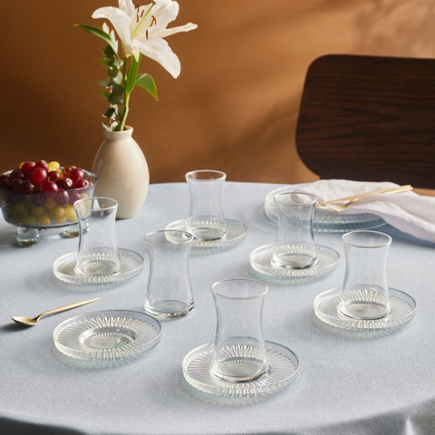 Karaca Lily 12-Piece Turkish Tea Set for 6 People, 170ml, Luster