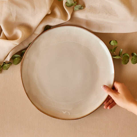 Karaca Aria Reactive Glaze Pizza Plate, 32cm, Beige