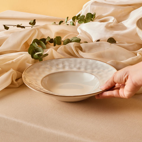 Karaca Aria Reactive Glaze Pasta Bowl, 26cm, Beige