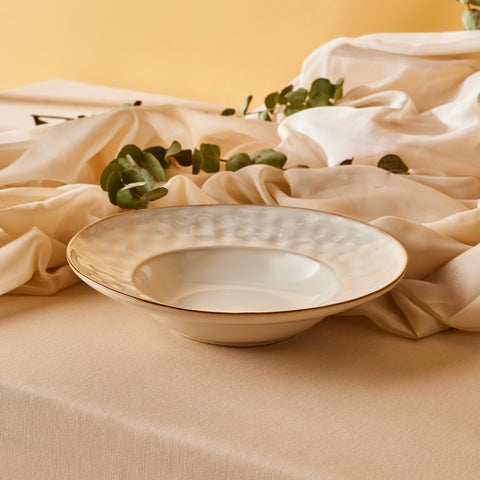 Karaca Aria Reactive Glaze Pasta Bowl, 26cm, Beige